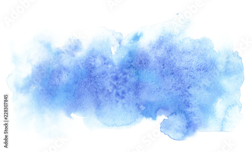 Watercolor blue abstract shape. Template for the design of posters, invitations, cards.