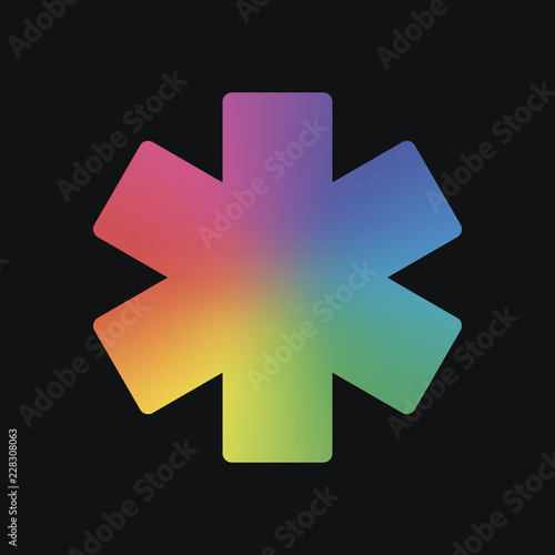 star of life. Rainbow color and dark background