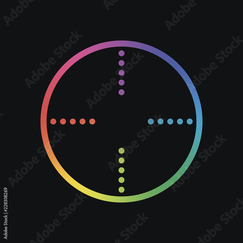 Simple target icon. Rainbow color and dark background
