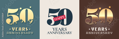 50 years anniversary set of vector icon, symbol, logo