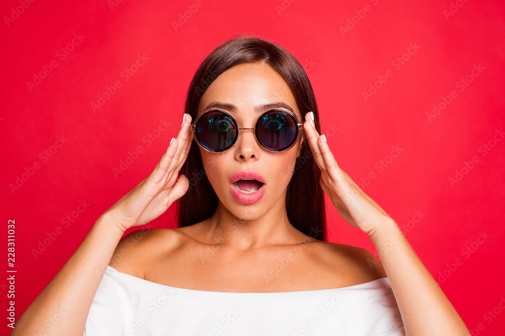 Close-up portrait of nice cool funny amazed attractive charming Close-up portrait of nice cool funny amazed attractive charming