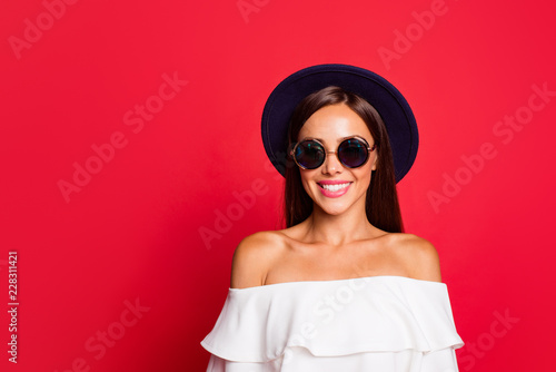 Portrait of nice cheerful girlish graceful charming attractive t