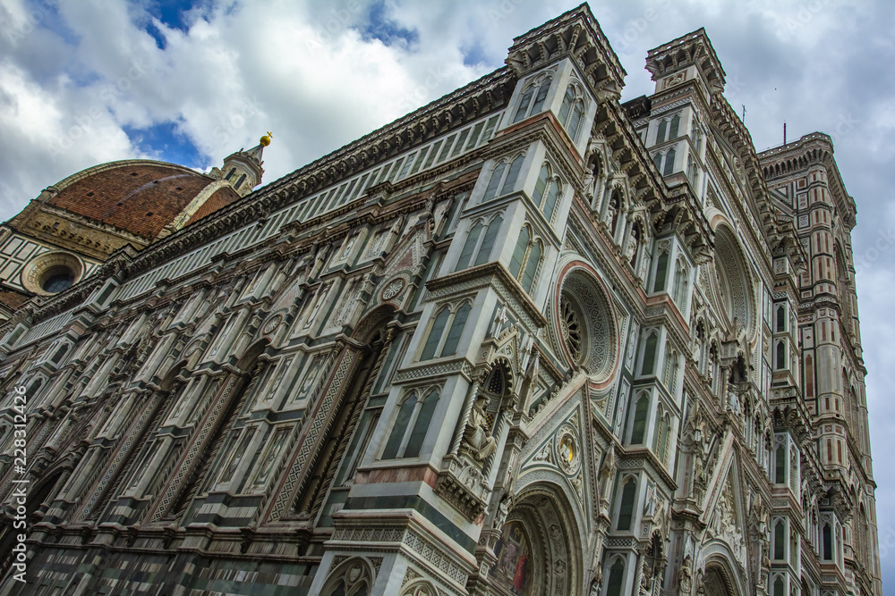 Details of the beautiful Santa Maria del Fiore cathedral in Florence, Italy. 