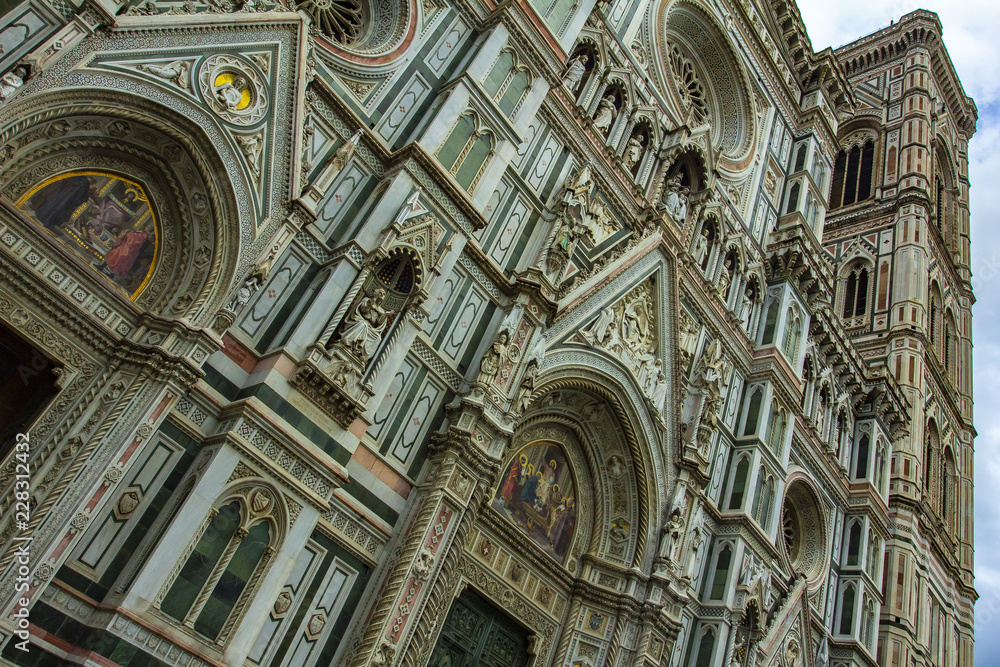 Details of the beautiful Santa Maria del Fiore cathedral in Florence, Italy. 