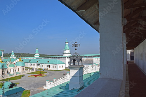 The fortress wall and eight towers of the New Jerusalem Monastery were built under the guidance of architect Yakov Bukhvostov in 1690. Russia, Istra, September 2018 photo