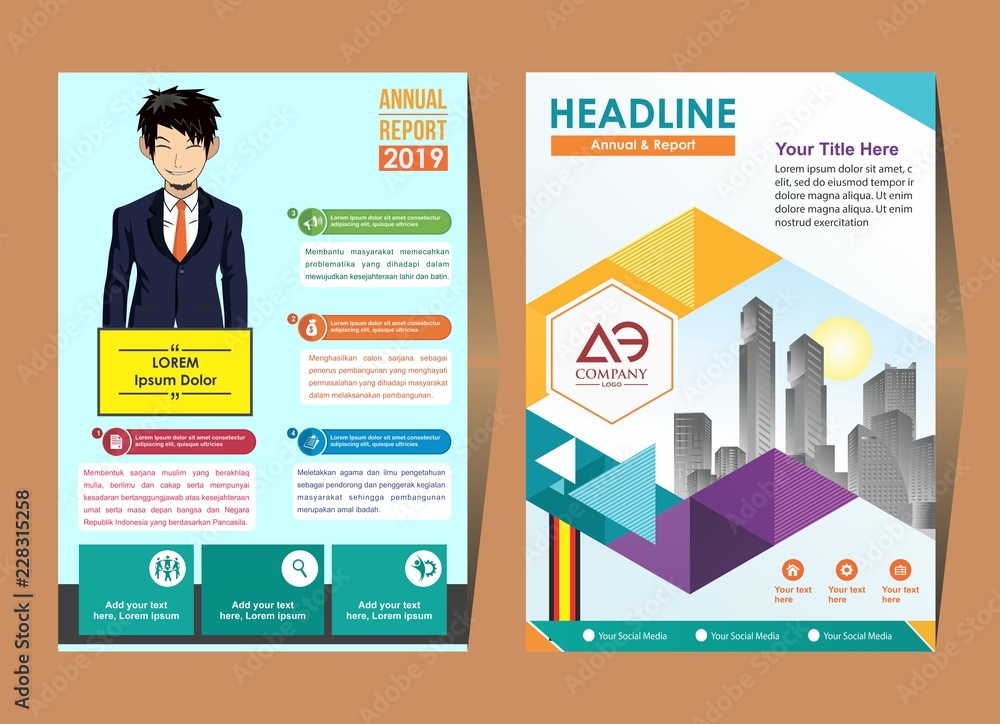 Business Brochure Background Design Template, Flyer Layout, Poster, Magazine, Annual Report, Book, Booklet with building image.Size A4 Vector illustration