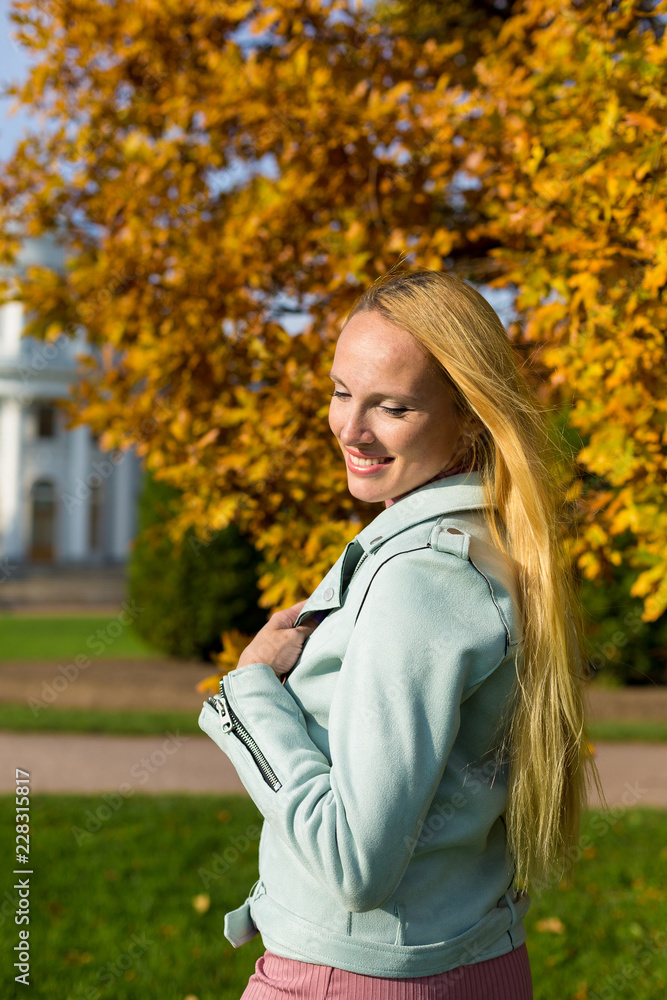 Model in autumn park Model in autumn park