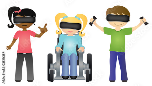 Children participating in virtual reality experience