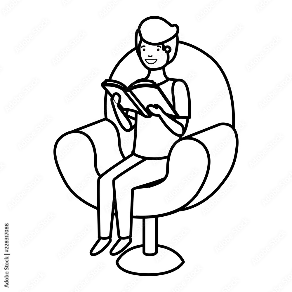 man reading book in the sofa avatar character man reading book in the sofa avatar character