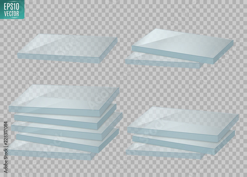 Glass isolated on transparent background. Sheet glass. Vector illustration.
