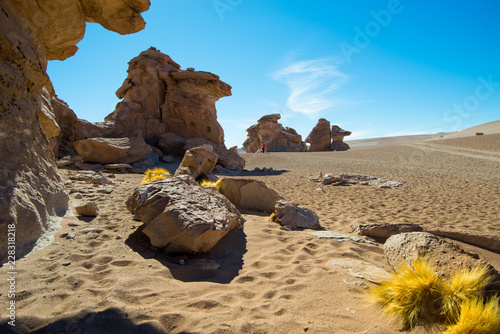 Rock formations around Arbol de Piedra, Siloli Desert, Bolivia photo