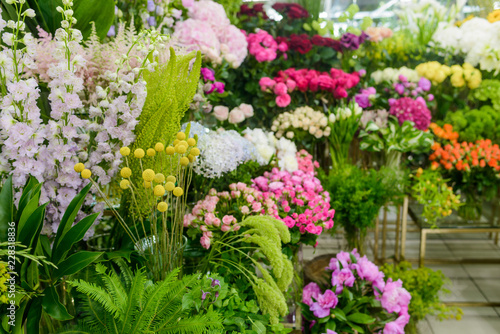 Fototapeta Naklejka Na Ścianę i Meble -  Beautiful colorful flowers at shop