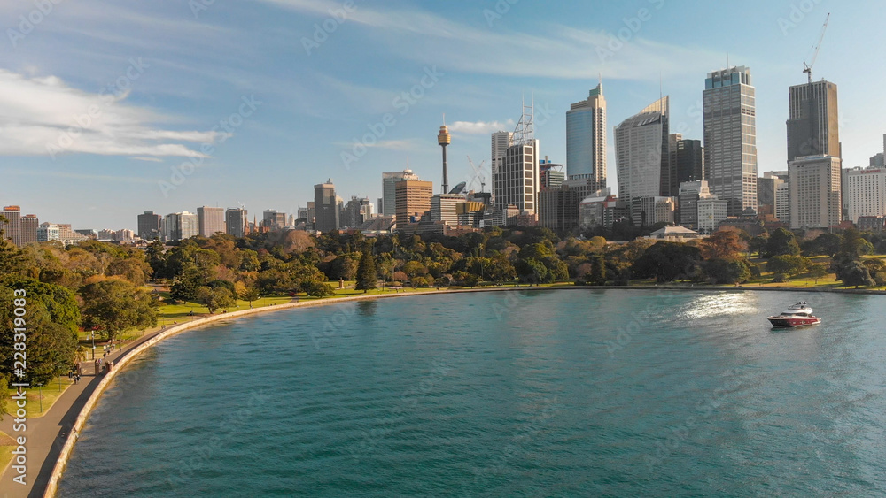 Obraz premium Sydney, Australia. Aerial view of City Harbour with buildings and bay