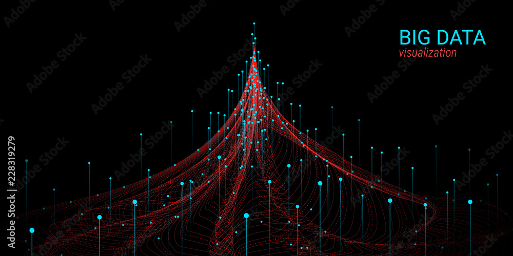 Obraz premium Wave 3D Big Data Visualization. Analysis Infographic.