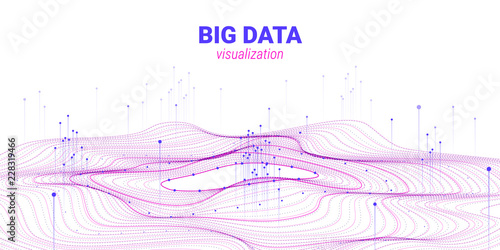 Wave 3D Big Data Visualization. Analysis Infographic.