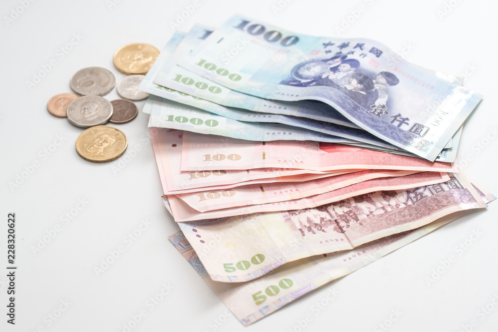 New Taiwan Dollar bill on white background New Taiwan Dollar bill on white background