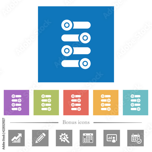 Fine tune flat white icons in square backgrounds