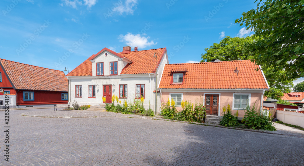 colorful houses in gotland