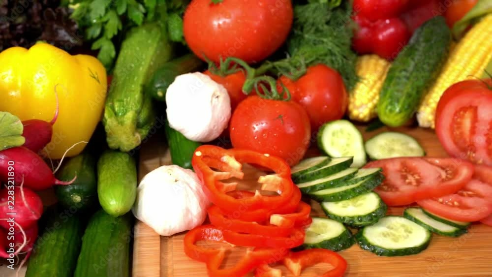 selection of fresh vegetables slow motion selection of fresh vegetables slow motion