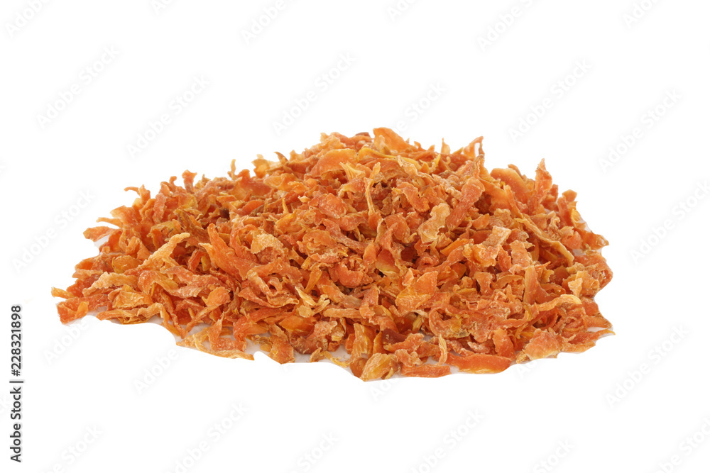 heap of dried carrot isolated on white background