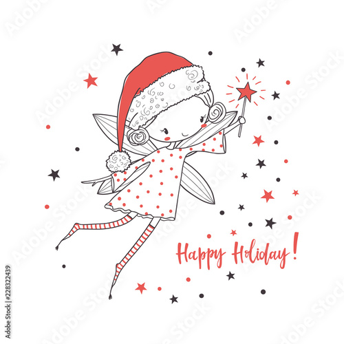 Christmas fairy. Vector illustration for kids
