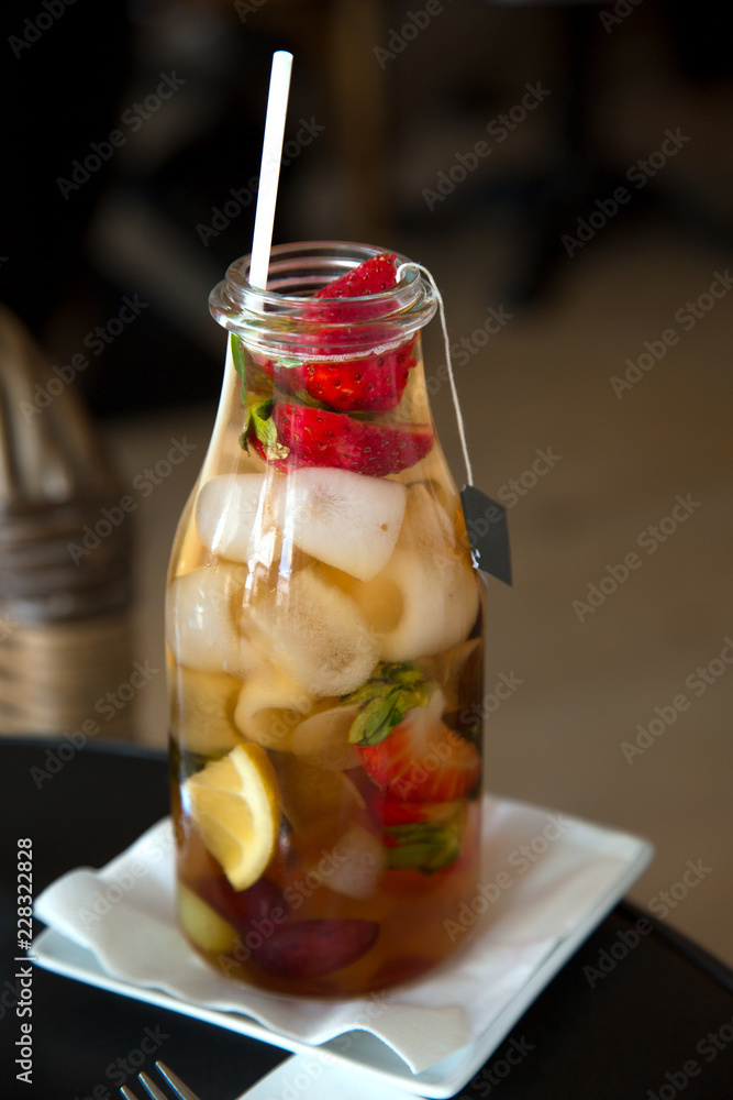 Fruity iced tea with ice Fruity iced tea with ice