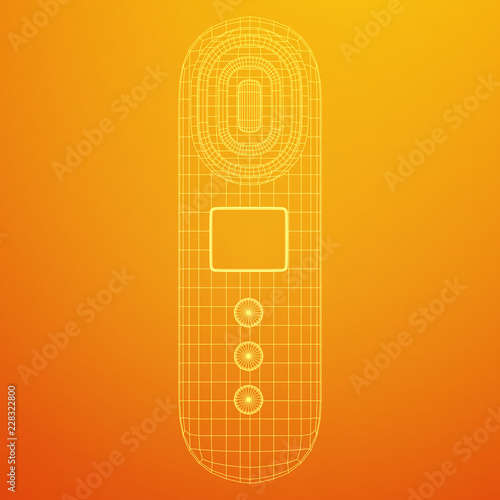 Electric lifting anti aging facial skin massage machine. Massager device wireframe low poly mesh vector illustration