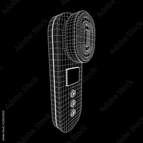 Electric lifting anti aging facial skin massage machine. Massager device wireframe low poly mesh vector illustration