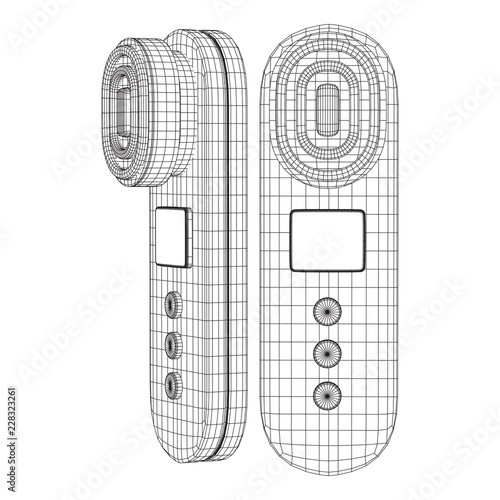 Electric lifting anti aging facial skin massage machine. Massager device wireframe low poly mesh vector illustration