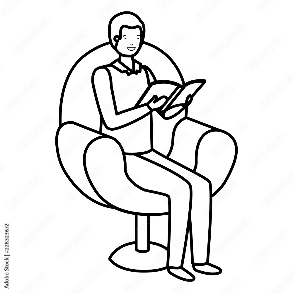 man reading book in the sofa avatar character man reading book in the sofa avatar character