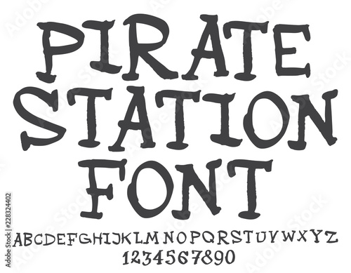 Ragged hand-drawn latin alphabet and numerals
