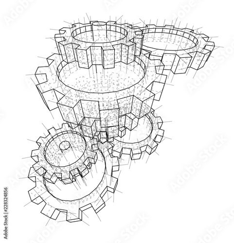 3D gears. Vector