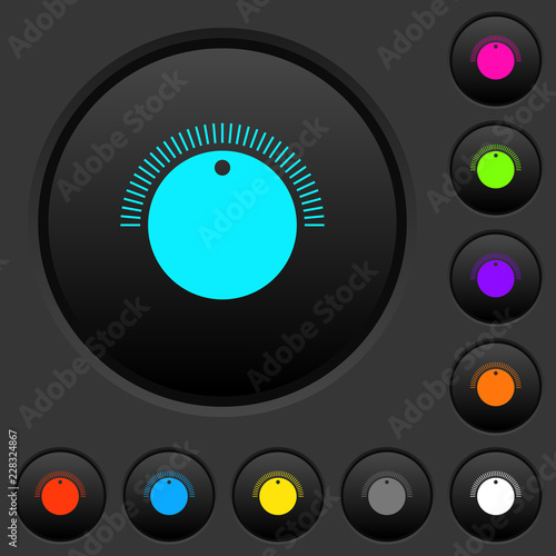 Simple volume control dark push buttons with color icons