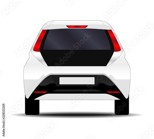realistic car. hatchback. back view.