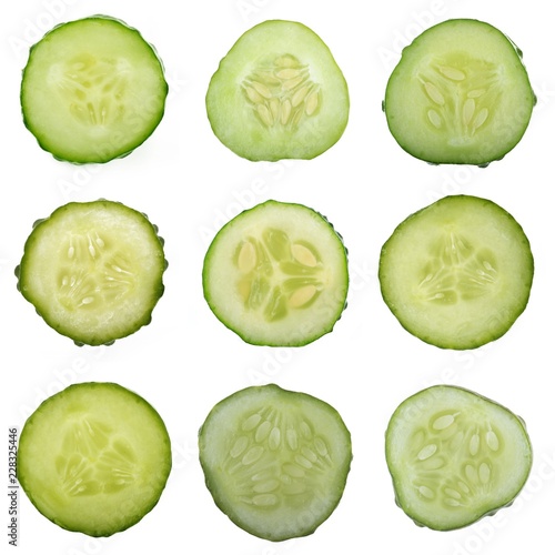 set of cucumber isolated on white