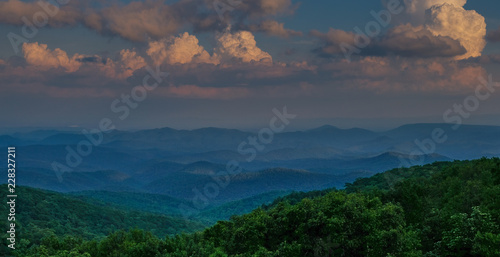 Blue Ridge Parkway Linn Cove Viaduct, North Carolina, USA: June 14, 2018: View of Blue Ridge Parkway Linn Cove Viaduct in the Appalachian Landscape