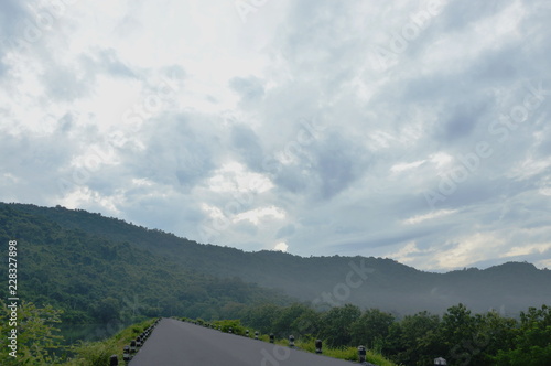 landscape of cloud floating on mountain peak