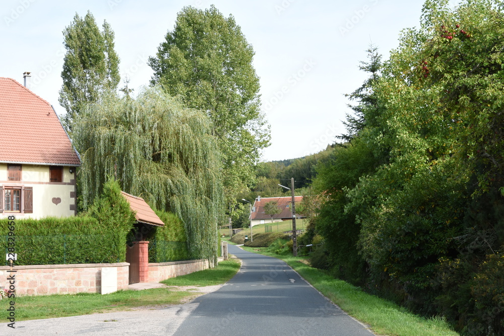 een boerderij aan de toegangsweg tot een dorpje in de Vogezen een boerderij aan de toegangsweg tot een dorpje in de Vogezen