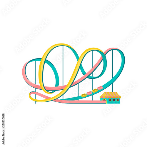 Roller coaster, amusement park element vector Illustration on a white background