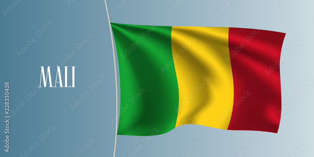 Obraz premium Mali waving flag vector illustration. Iconic design element