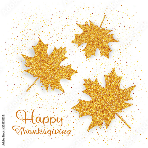 Happy Thanksgiving Day background with autumn leaves.