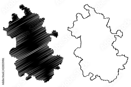 Anhui Province (Administrative divisions of China, China, People's Republic of China, PRC) map vector illustration, scribble sketch Anhwei map photo