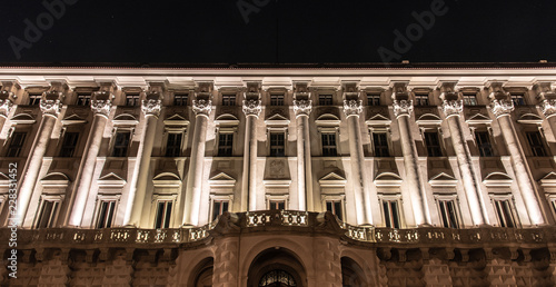 Front view of illuminated Cernin palace by night, Ministry of Foreign Affairs seat, Prague, Czech Republic. photo