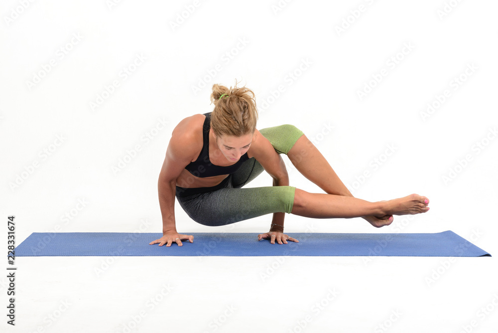 Beautiful young woman doing yoga on white background Beautiful young woman doing yoga on white background
