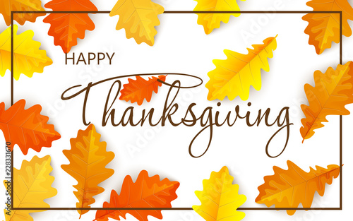 Happy Thanksgiving Card with autumn map leave