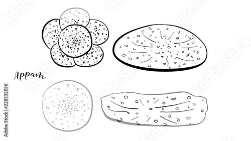 Animation of Hand drawn sketch of Appam bread photo
