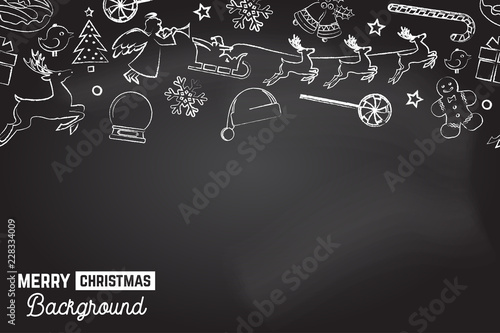 Seamless pattern with xmas icons. Merry Christmas background. Vector Illustration.