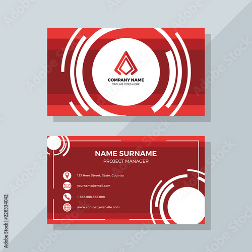 Creative Red Business Card with Abstract Shapes