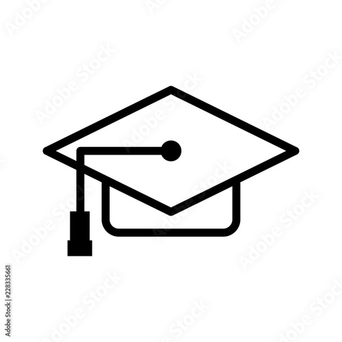 Graduation cap line black icon