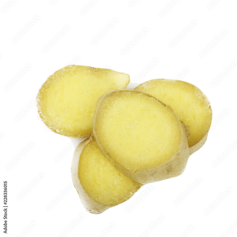 slice of ginger isolated slice of ginger isolated